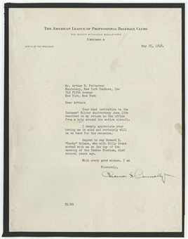 1948 Thomas Connolly Signed Letter To The New York Yankees Accepting Their Invitation To Attend The Silver Anniversary Ceremonies (PSA/DNA)